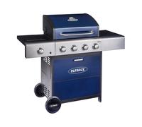 Outback Meteor - 4 Burner Gas BBQ Grill with Side Burner - Blue