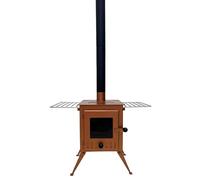 Outbacker Firebox Vista Large Window Portable Wood Burning Tent Stove & Complete Flue Kit - 12kg Lightweight | Camping Stove for Tipis, Yurts, Bell Tents & Glamping (Bronze, Stove Kit)