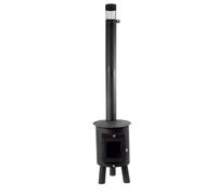 Outbacker Hygge Oval Wood Burning Camper & Caravan Stove - 4.5kW Output 1.6m Single Wall Flue Package with Rain Cowl | Portable 18kg Camping Stove