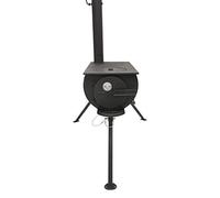 Outbacker Pioneer Portable Wood Burning Tent Stove & Complete 2.41m Flue Kit - 2.5kW Output | Lightweight 10kg Camping Stove with Removable Hot Plate | Compact Kit