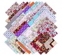 Outbit 70pcs Cotton Fabric 25 * 25cm (9.8"X9.8"), Cotton Fabric Squares Fat Quarters Fabric Bundles- Multi-Color & Pattern Patchwork for Sewing, Quilting, Crafting, DIY Masks & Home Decor (Model B)