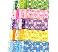 Outbit Fabric Jelly Rolls, 35 Pcs Fabric Roll Up 6.5X 110cm 100% Cotton Quilting Strips, Flower Patchwork Cotton for Sewing DIY Crafts