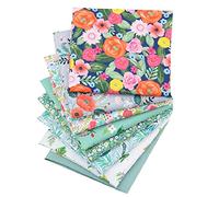 Outbit Fat Quarters Fabric, 8 Pack (50 x 50cm/19.69"x19.69") Premium Cotton Precuts for Quilting, Sewing & DIY Crafting, Patchwork Fabric Sheets for Home Decor & Handmade Projects (Green-1)