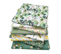 Outbit Fat Quarters Fabric, 8 Pack (50 x 50cm/19.69"x19.69") Premium Cotton Precuts for Quilting, Sewing & DIY Crafting, Patchwork Fabric Sheets for Home Decor & Handmade Projects (Green-2)