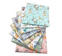 Outbit Fat Quarters Fabric, 8 Pack (50 x 50cm/19.69"x19.69") Premium Cotton Precuts for Quilting, Sewing & DIY Crafting, Patchwork Fabric Sheets for Home Decor & Handmade Projects (Cartoon)