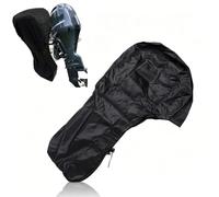 Outboard Motor Cover, Heavy Duty Full Boat Motor Protector Black Polyester Boat Engine Cover Engine Protector with Storage Bag for Outboard (15~20HP)