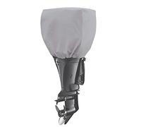 Outboard Motor Cover, 600D Heavy Duty Waterproof Trailerable Boat Engine Cover, Universal for Mercury, Yamaha, Suzuki, Evinrude. Gray (25HP-50hp)