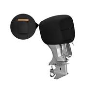 Outboard Motor Half Protective Cover fits up to 60-100HP, 600D Oxford Waterproof Boat Engine Hood Cover Dustproof with Reflective Strips and Windproof Buckles and Drawstring (Black)
