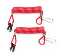 Outboard Motor Safety Lanyard,Outboard Motor Ignition Safety Lanyard Cord,2pcs,PU and Aluminium Alloy Stop Switch Connector,for Boat for kayak Canoe Inflatable Watercraft,Red,48inch Stretch