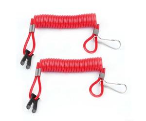 Outboard Motor Safety Lanyard,Outboard Motor Ignition Safety Lanyard Cord,2pcs,PU and Aluminium Alloy Stop Switch Connector,for Boat for kayak Canoe Inflatable Watercraft,Red,48inch Stretch