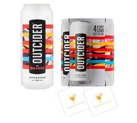 Outcider 4 x 500ml Irish Apple Cans Gift Set | 2 x Celebration Spirits Beer Mats | 4% ABV Ready to Drink Irish Cider | Home Bar, Parties & Gifts