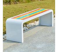 Outdoor 2-3 Seater Garden Bench, Backless Patio Dining Seat with Slatted Design, Easy Assembly for Lawn & Patio, Versatile Indoor/Outdoor Use (White, 59"x15.7"x17.7")