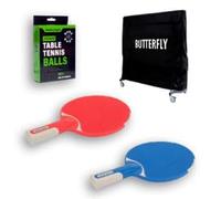 Outdoor 2 Player Accessory Pack - Includes Butterfly Table Cover, 2 Sure Shot Matthew Syed Outdoor Ping Pong Bats & 12 Sure Shot Matthew Syed Outdoor Balls