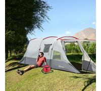 Outsunny 6-8 Person Tunnel Tent, Two-room Camping Tent with Carry Bag, Grey