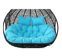Outdoor 2-Seater Egg Chair Swing Cushion Waterproof Detachable Replacement with 2 Adjustable Headrests Double Hanging Basket Chair Cushions for Garden Patio Balcony
