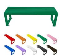 Outdoor 2-Seater Metal Garden Bench No Backrest Easy Assembly Indoor/Outdoor Use 180cm Length Stylish Green Patio Seating for Decks Yards and Gardens