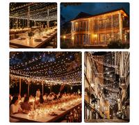 Outdoor 2m x 3m Connectable Extendable Curtain Lights, Clear Cable, 600 Warm White LEDs with Plug Wedding, Party and Christmas ExtraStar Yellow One Size