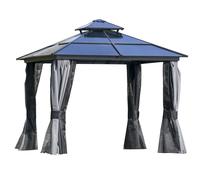 Outdoor 3 x 3M Gazebo Cabana w/ Steel Frame & Net Sidewalls for Privacy