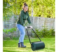 Outsunny Heavy Duty Garden Lawn Roller, Water or Sand Filled Steel Drum, 30 L, 妗?0cm, Green