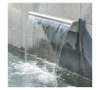 Outdoor 36in Waterfall Spillway Fountain - Flush Mount Pool Water Feature, Pond Overflow Device for Courtyards & Rockeries, Silver Finish, Ideal for Garden Decor