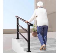 Outdoor 3Step Wrought Iron Concrete Steps - Secure Grab Ra for 1 to 4 Steps 80cm Height Support for Safety on Porches and Entrances