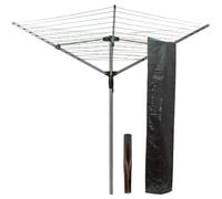 Outdoor 4 Arm Rotary Clothes Dryer With Ground Spike, Cover & Retractable Arms - Folding Garden Washing Line Airer - H180 X 125Cm