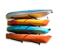 Outdoor 4 Kayak Storage Rack Wall Mount, Holds 400 Lbs, All Weather HeavyDuty Metal Organizer, Adjustable Levels