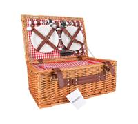 Outdoor 4 Person Luxury Wicker Picnic Basket Set with Blanket Vintage