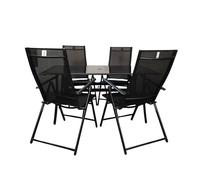 Outdoor 4 Person Rectangular Glass Top Garden Dining Table Chairs Set Samuel Alexander Black 4 Person