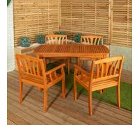 Outdoor 4 Person Rectangular Wooden Dining Table & Chairs Set