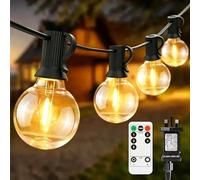 Outdoor 50FT/15M Garden Lights Mains Powered with Timer/Brightness Adjustment, 20+1 G40 LED Bulbs Festoon String Lights Connectable, 5 Modes Waterproof Shatterproof Bulb Hanging for Balcony Patio