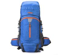 Outdoor 60L Waterproof Hiking Backpack with Rain Cover, Large Capacity for Travel, Mountaineering, and Exploration, Featuring Adjustable Straps and Breathable Panel for Comfort (Blue and blue)