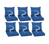 Outdoor 60x60cm Waterproof Chair Cushs 15cm Thick Seat Pads Removable Cover 6-Piece Sofa Replacement Cushs for Garden & Patio Fur Blue