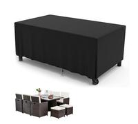 Outdoor 8 Seater Dining Table Furniture Cover Waterproof 330x220x90cm Large Outdoor Dining Table Cover, Windproof, Tear Resistant, Anti-UV Outdoor Rectangular Black Rattan Garden Furniture