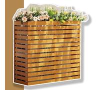 Outdoor AC Cover - Decorative Wooden Split Air Conditioner Privacy Fence with Easy Installation Top Protection Small Size Yellow-A - Stylish Outdoor Screen for AC Units