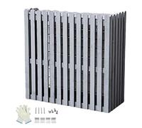 Outdoor AC Unit - 4-Panel Wooden Fence for Pool Equipment - Garden Air Conditioner Cover (Gray, 120x60x109cm / 47x24x43in)