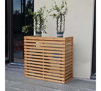 Outdoor AC Unit Cover - Weatherproof Solid Wood Shutters for Central Air Conditioners - Stylish Protection for Outdoor Equipment