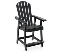 Outdoor Adirondack Bar Stool HDPE Patio Chair Garden Counter Height Bar Stool COSTWAY Black One Size