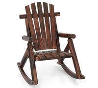 Outdoor Adirondack Rocking Chair Adults Solid Wood Porch Rocker COSTWAY Brown One Size