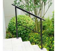 Outdoor Adjustable Black Steel Handrail 1-4 Steps Garden Stairs Safety Grab Rail Gr8 Garden Black One Size