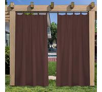 Outdoor ains, Waterproof UV Protect, Outdoor Drapes with Loops, Patio ains for Garden Peras, 1 Piece Coffee, 132x213cm