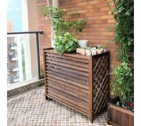Outdoor Air Conditer Cover, Retro Brown Solid Wood e for AC Units, Support for Plants & Flowers, Extra Lar Size 120x57x100cm
