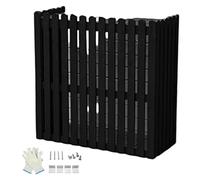 Outdoor Air Conditioner Cover, 4-Panel Privacy Fence, Wooden Screen for Pool Equipment, Garden AC Unit Protector (Black, 105x45x99cm/41x18x39in)