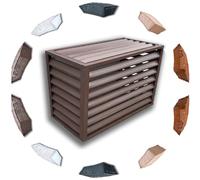 Outdoor Air Conditioner Cover Brown Aluminum Privacy Fence AntiTheft AC Unit Protector Plant Shelf 100x50x70cmWeatherproof & Stylish Solution for Your Patio