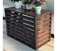 Outdoor Air Conditioner Cover For Outside Units, Aluminum All Weather Protective Cover, Outdoor Trash Can Enclosure Freestanding Privacy Screen Fence Panels AC Unit Cover Flower Stand ( Color : Brown