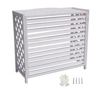 Outdoor Air Conditioner Cover Privacy Fence with Lid 4 Panels for Flower Pots Decorative Garden & Patio White (105x47x140cm/41x19x55in)