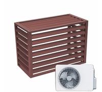 Outdoor Air Conditioner Cover, Weather-Resistant Aluminum Protective Cover with Wood Grain Design for Split AC Units