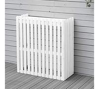 Outdoor Air Conditioner Cover Wooden AC Holder & Decorative Frame Versatile Flower Stand for Outdoor Use Stylish Louvered Design Perfect for Garden Décor