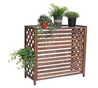Outdoor Air Conditioning Cover,Air Conditioning Cover Louvered Flower Stand, Outdoor Air Conditioning Frame, Thickened Wooden Board Air Conditioning Covers, Solid Wood Balcony Plant Flower S