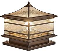 Outdoor All Copper Pillar Light Vintage Patio Lawn Column Lamp Glass Lampshade Post Lights for Patio Garden Deck Decorative(60 * 62CM)